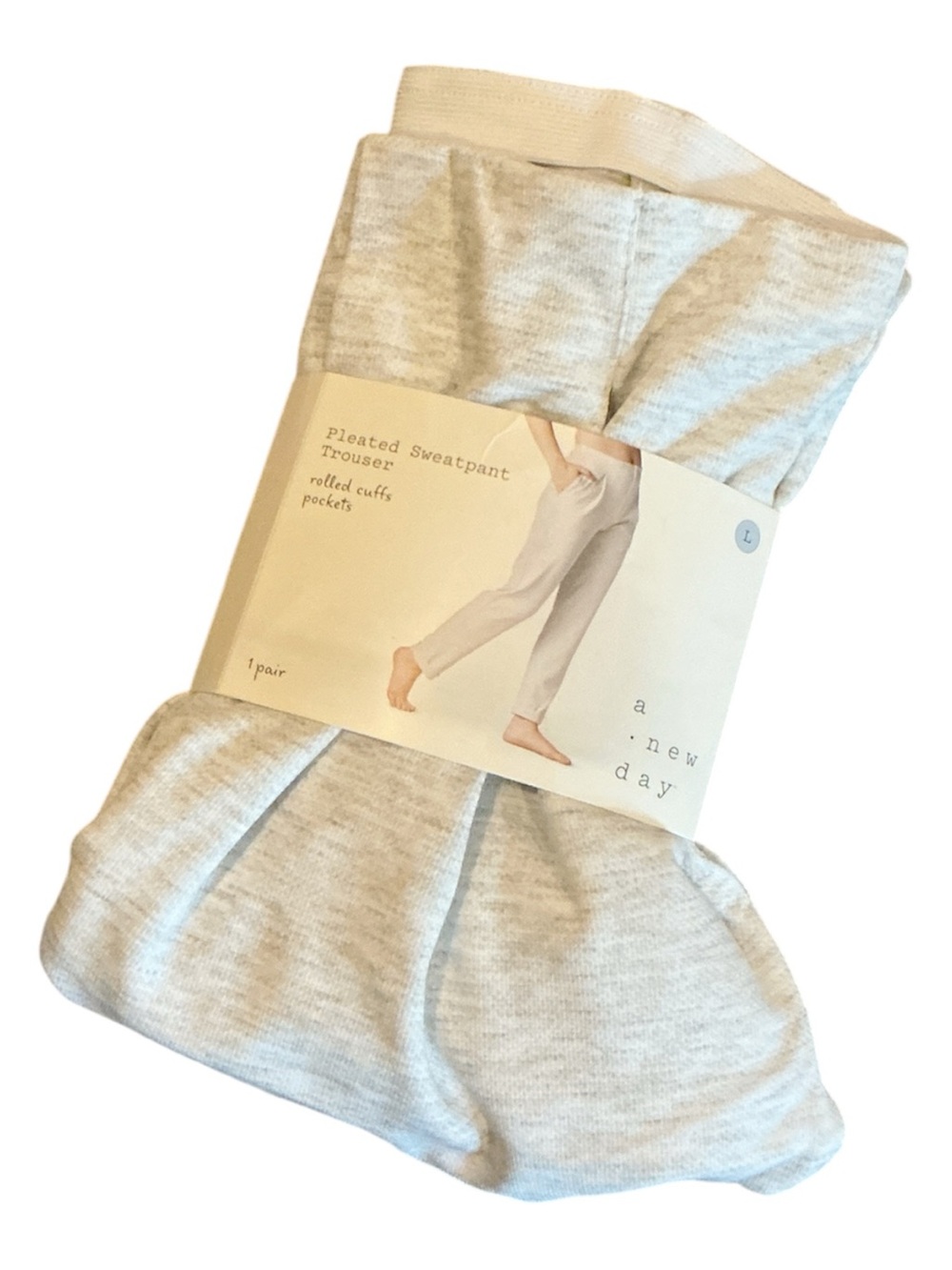 A New Day Pleated Sweatpant Trouser - L - Heather Gray NWT
